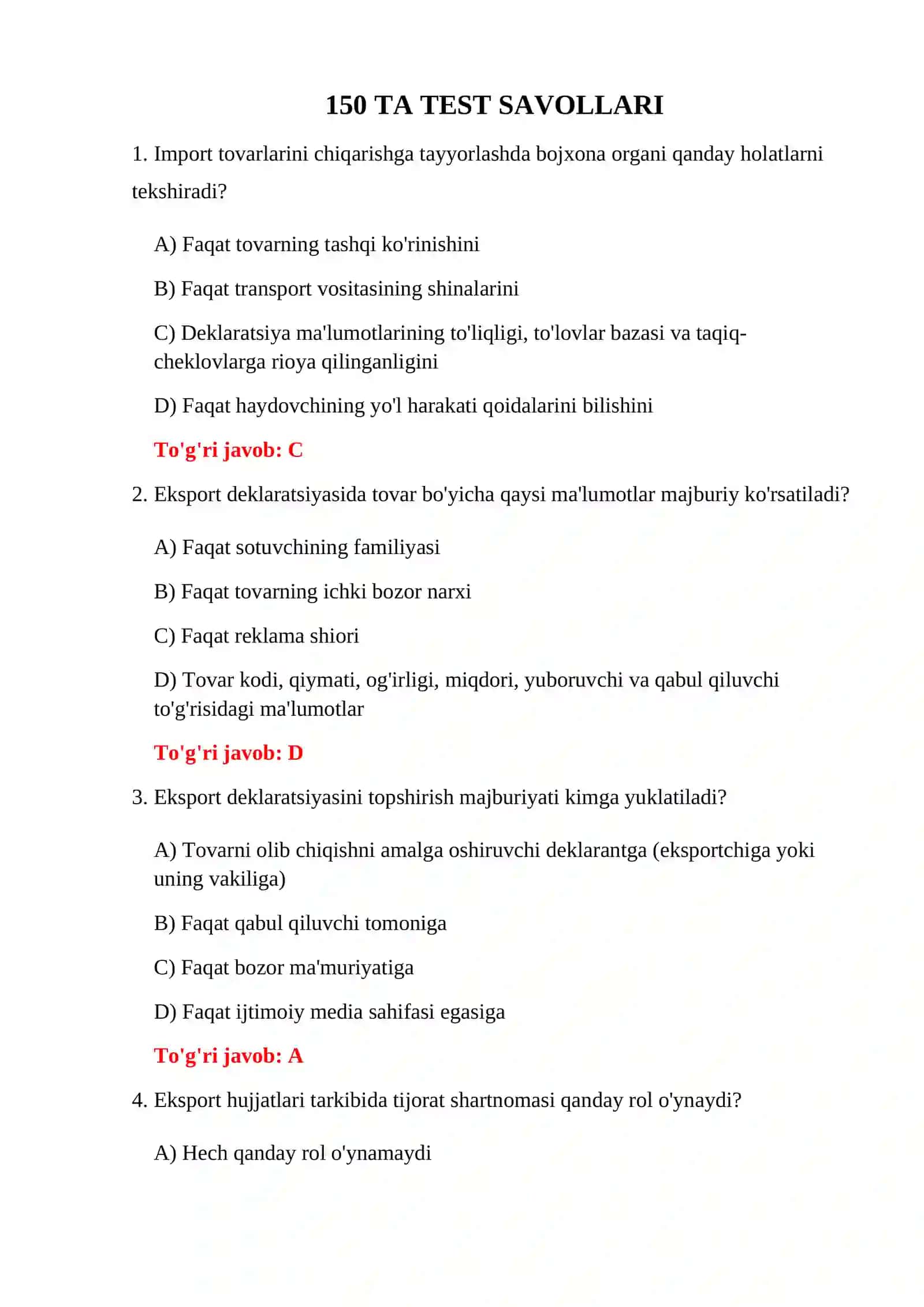 EKSPORT OPERATSIYALARI TESTLARI 3