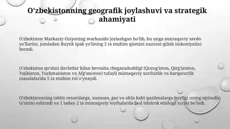 O'zbekistonning Markaziy Osiyoda tinchlik va barqarorlikni taminlashdagi òrni 3