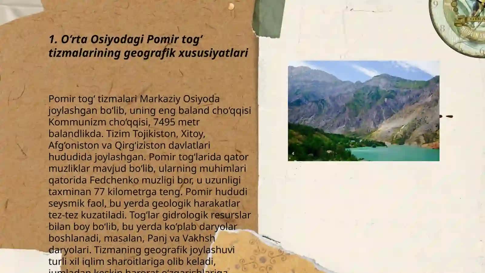 Pomir tog‘ tizimidagi O‘rta Osiyo to‘g‘on ko‘llari 3