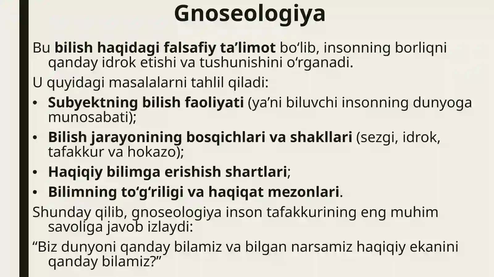 Gnosiologiya – Bilish falsafasi 3