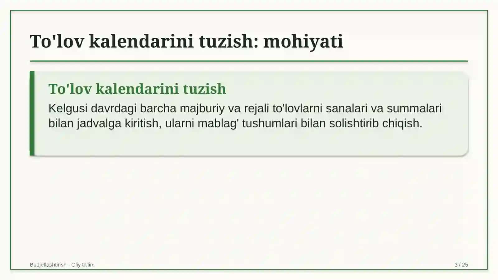 g'aznachilik tizimida to'lov kalendarini tuzish 6319 3