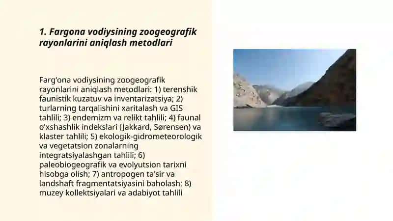 Fargona vodiysini zoogeokrafik rayonlashtirish 3