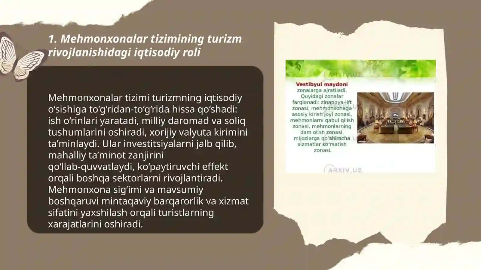 Turizm industriyasida mehmonxonalar tizimining oʻrni va ahamiyati 3
