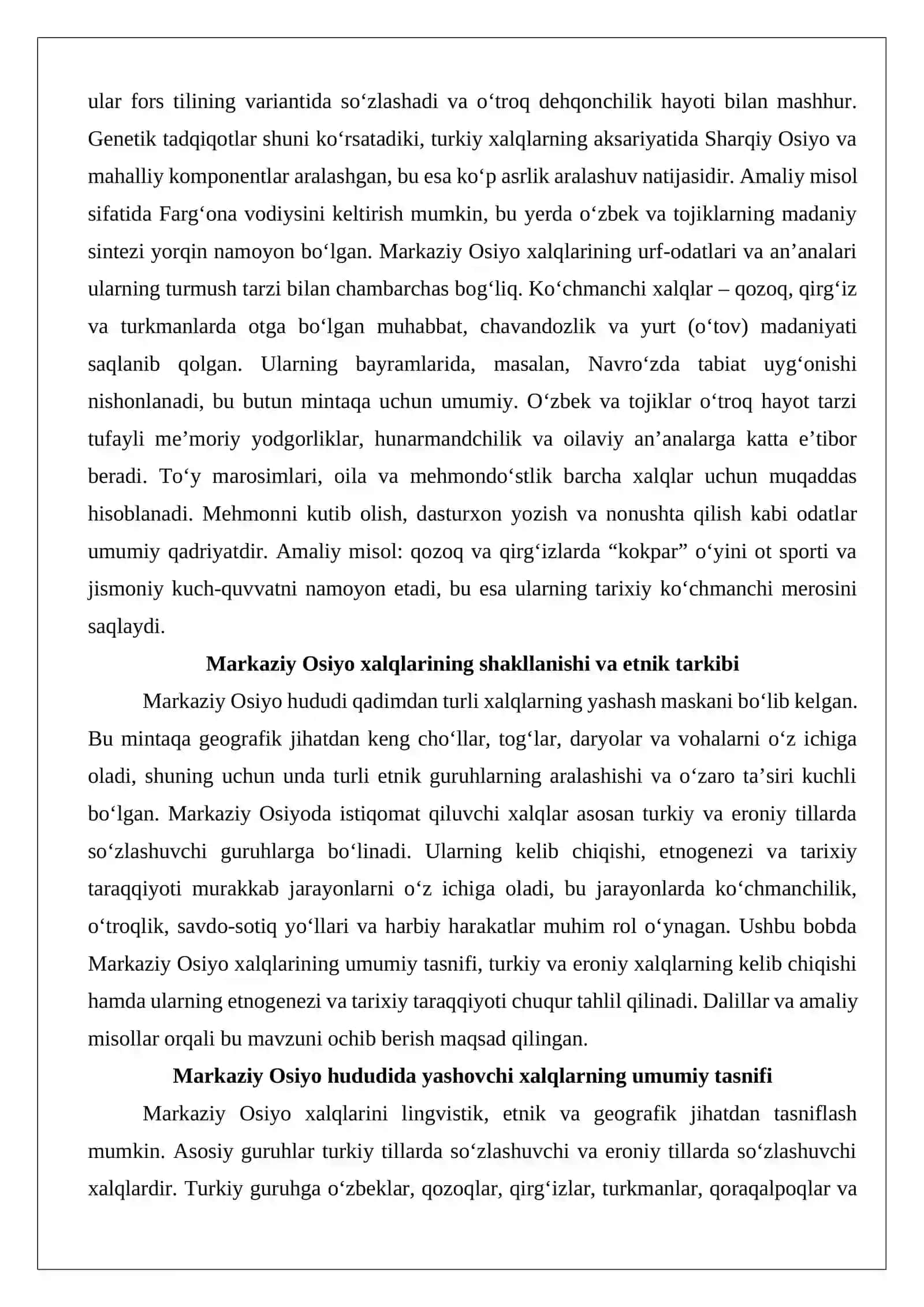 Markaziy Osiyoda istiqomat qilayotgan xalqlar tasnifi, ularning kelib chiqishi 3