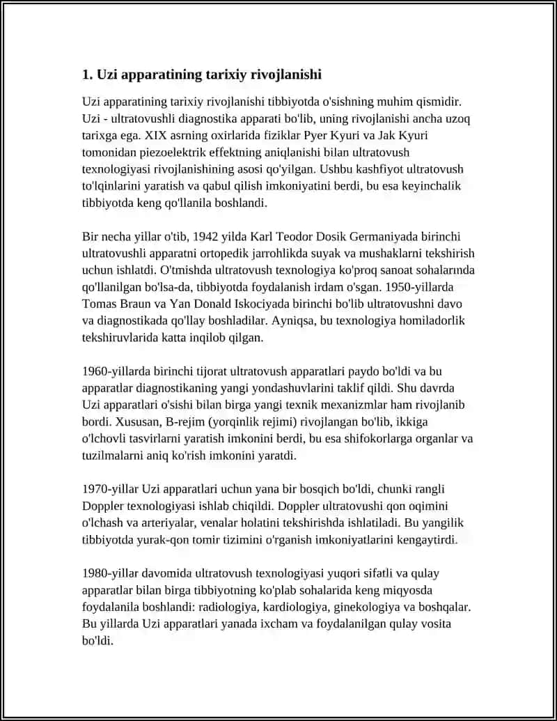 MUSTAQIL ISH Mavzu: UZI APPARATI HAQIDA 3