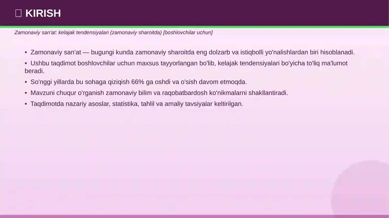 Zamonaviy san'at: kelajak tendensiyalari (zamonaviy sharoitda) [boshlovchilar uchun] 3