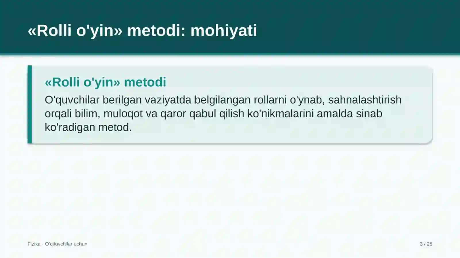 fizika darslarida rolli o'yin metodidan foydalanish 1052 3