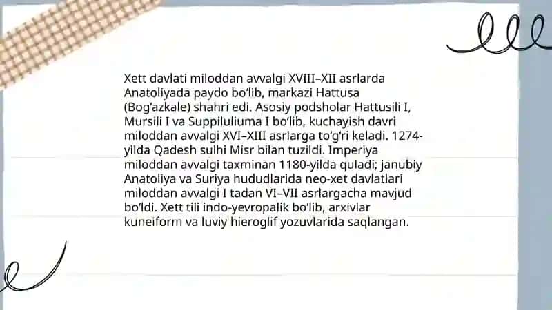 Xett davlati va jamiyati. Motanni Numonova Shohinura 3
