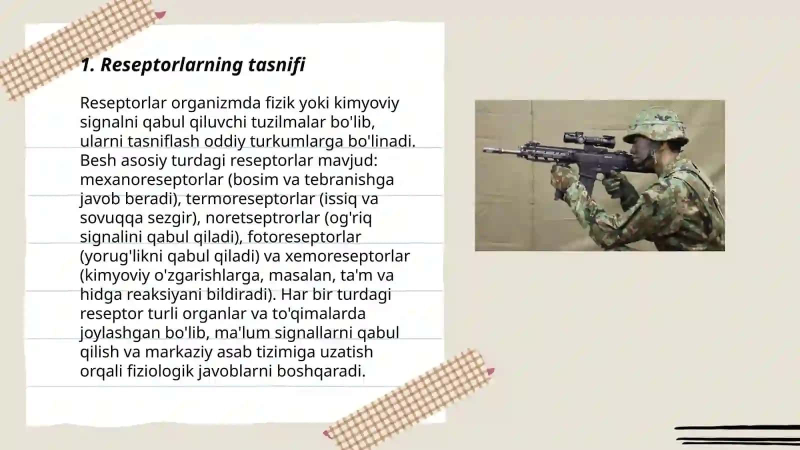 Reseptor turlari reseptor potensianali va adaptiyasi 3