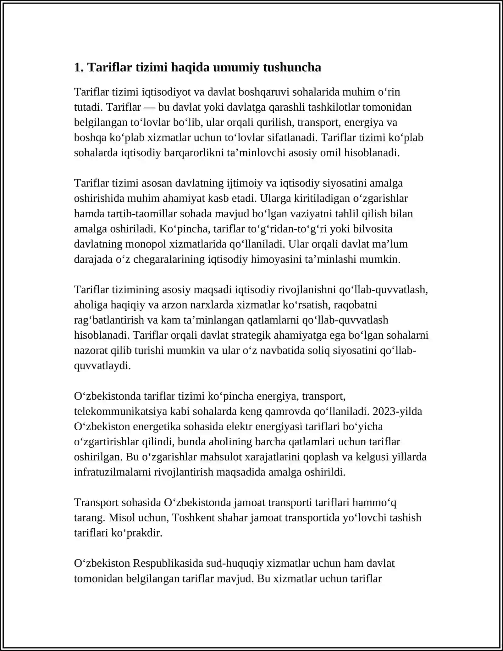 TA'RIFLAR VA QO'YISH HAQLARIN ANIQLASH 3