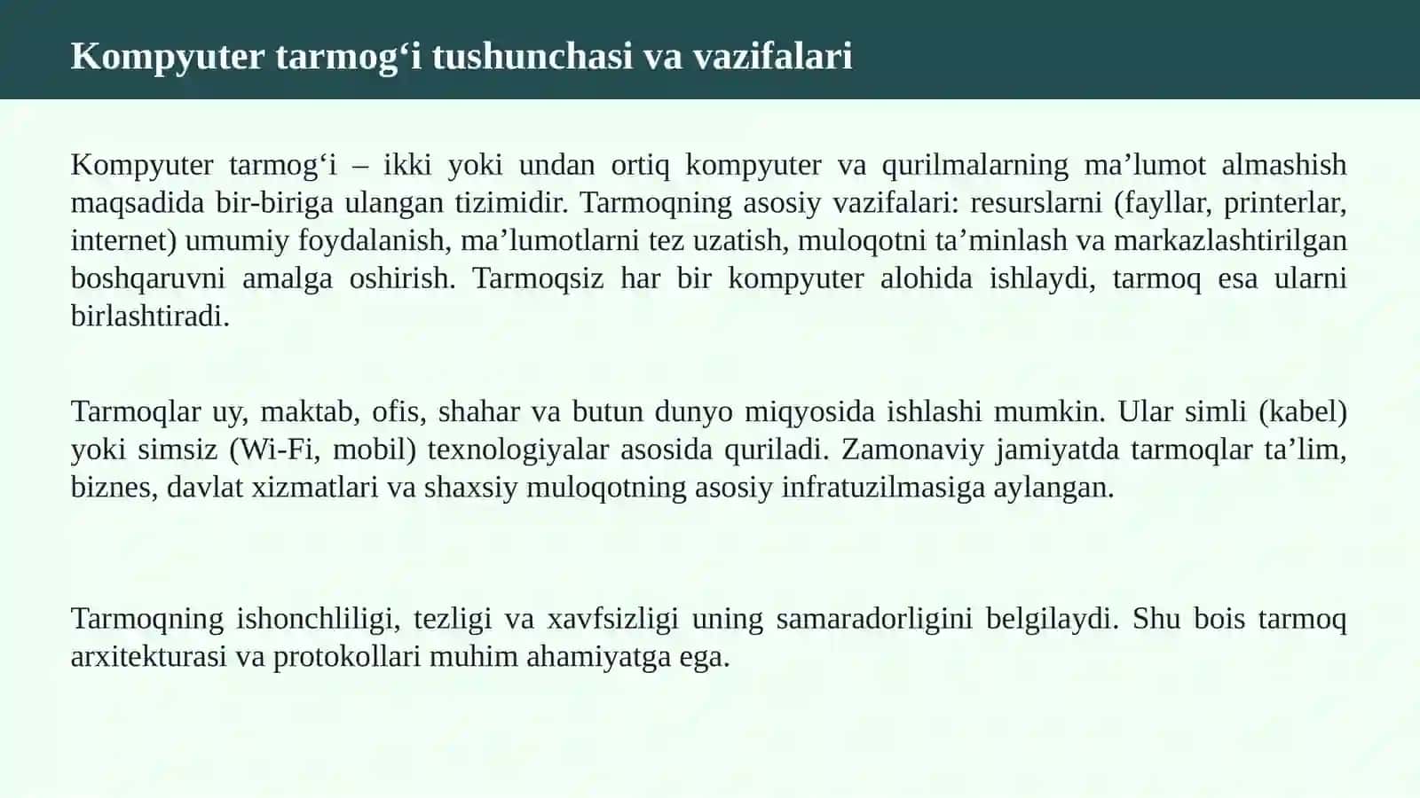 Kompyuter tarmoqlari va internet texnologiyalari 3