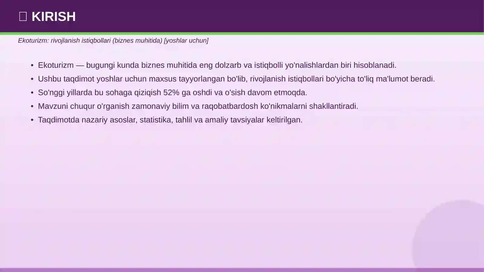 Ekoturizm: rivojlanish istiqbollari (biznes muhitida) [yoshlar uchun] 3