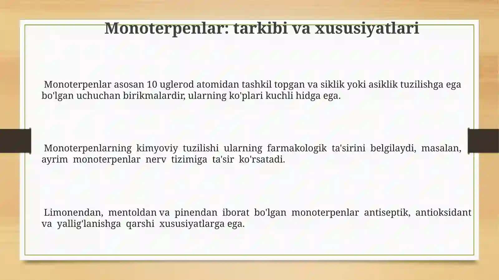 Efir moylari tarkibi va ularning farmatseftikada ahamiyati 3