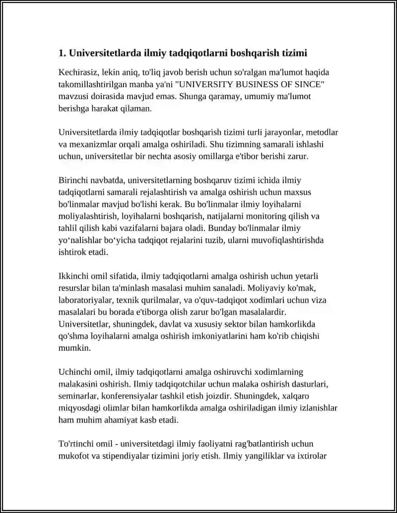 UNIVERSITY BUSINESS OF SINCE 3