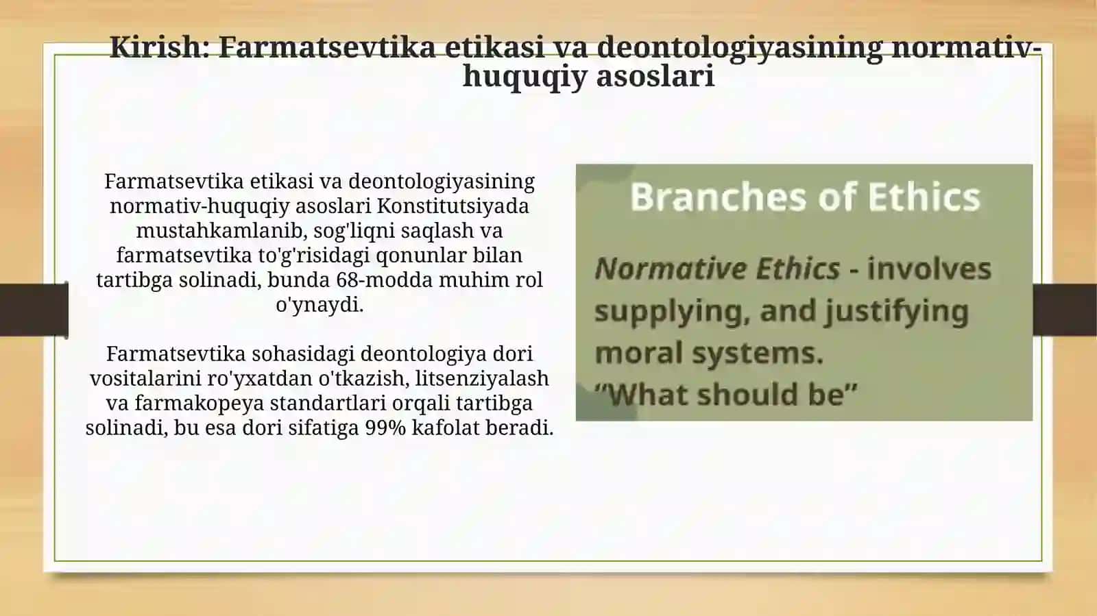 Farmatsevtika etikasi va deontologiyasining me'yoriy-huquqiy bazasi 3
