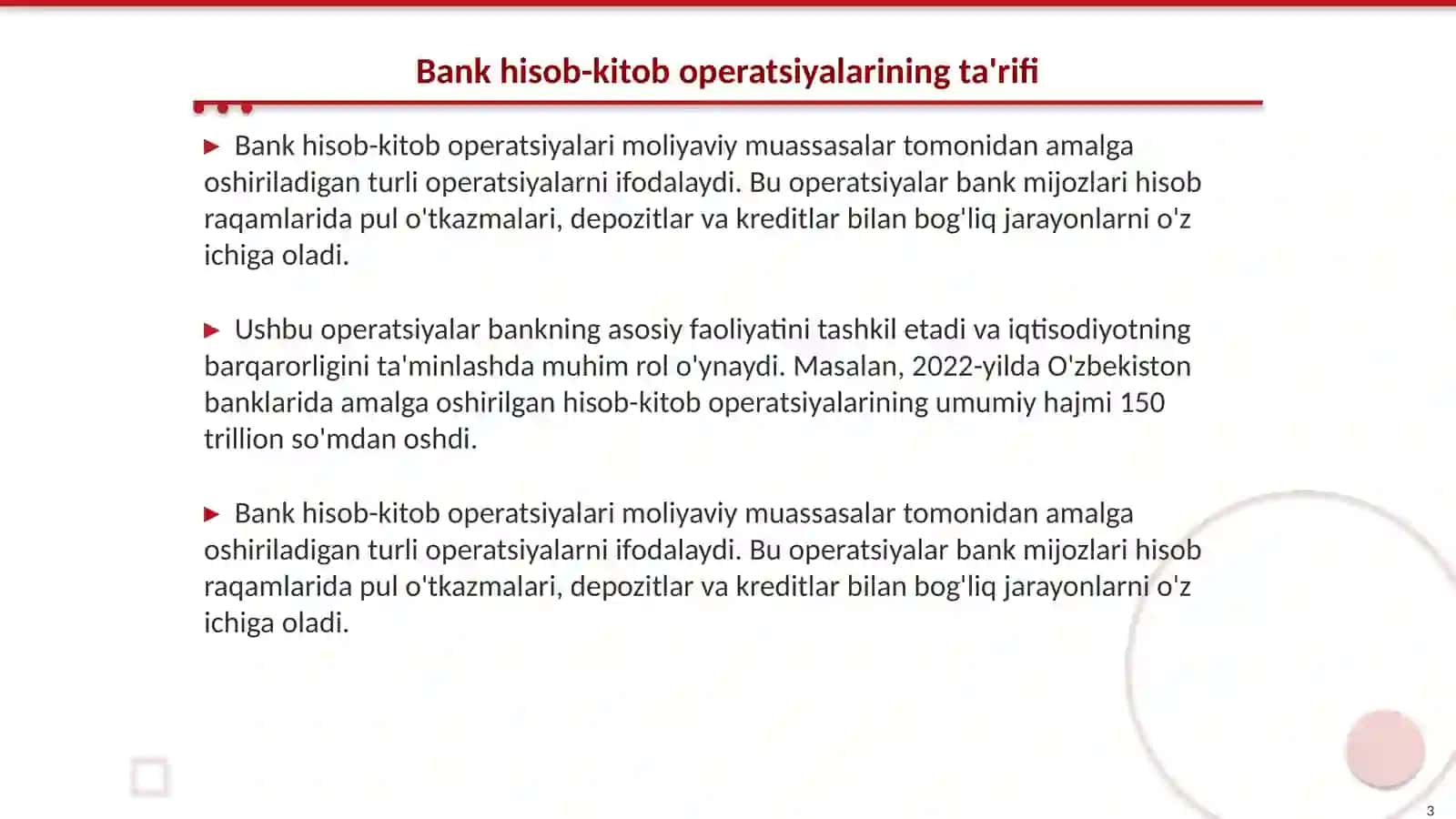 Bank hisob-kitob operatsiyalari 3