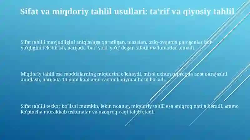 Sifat va miqdoriy tahlil usullari 3
