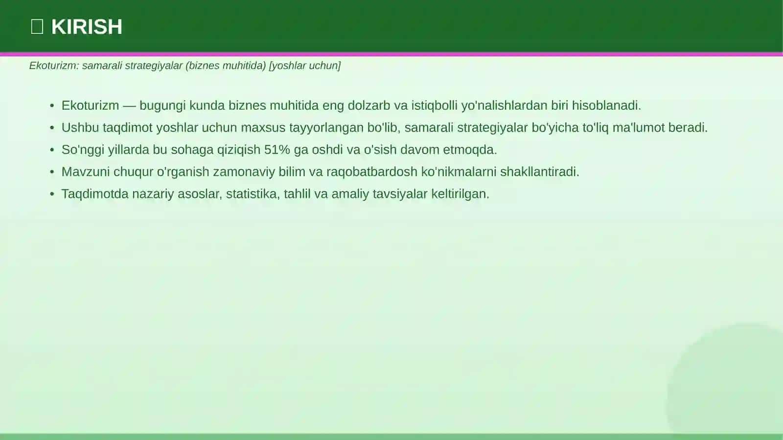 Ekoturizm: samarali strategiyalar (biznes muhitida) [yoshlar uchun] 3