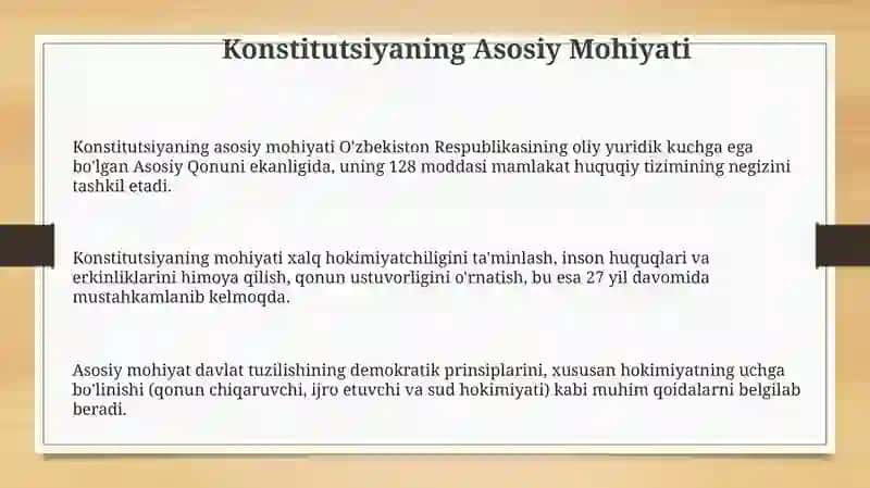 O'zbekisyon Respublikasi Konstutsiyasining asosiy tamoyillari 3