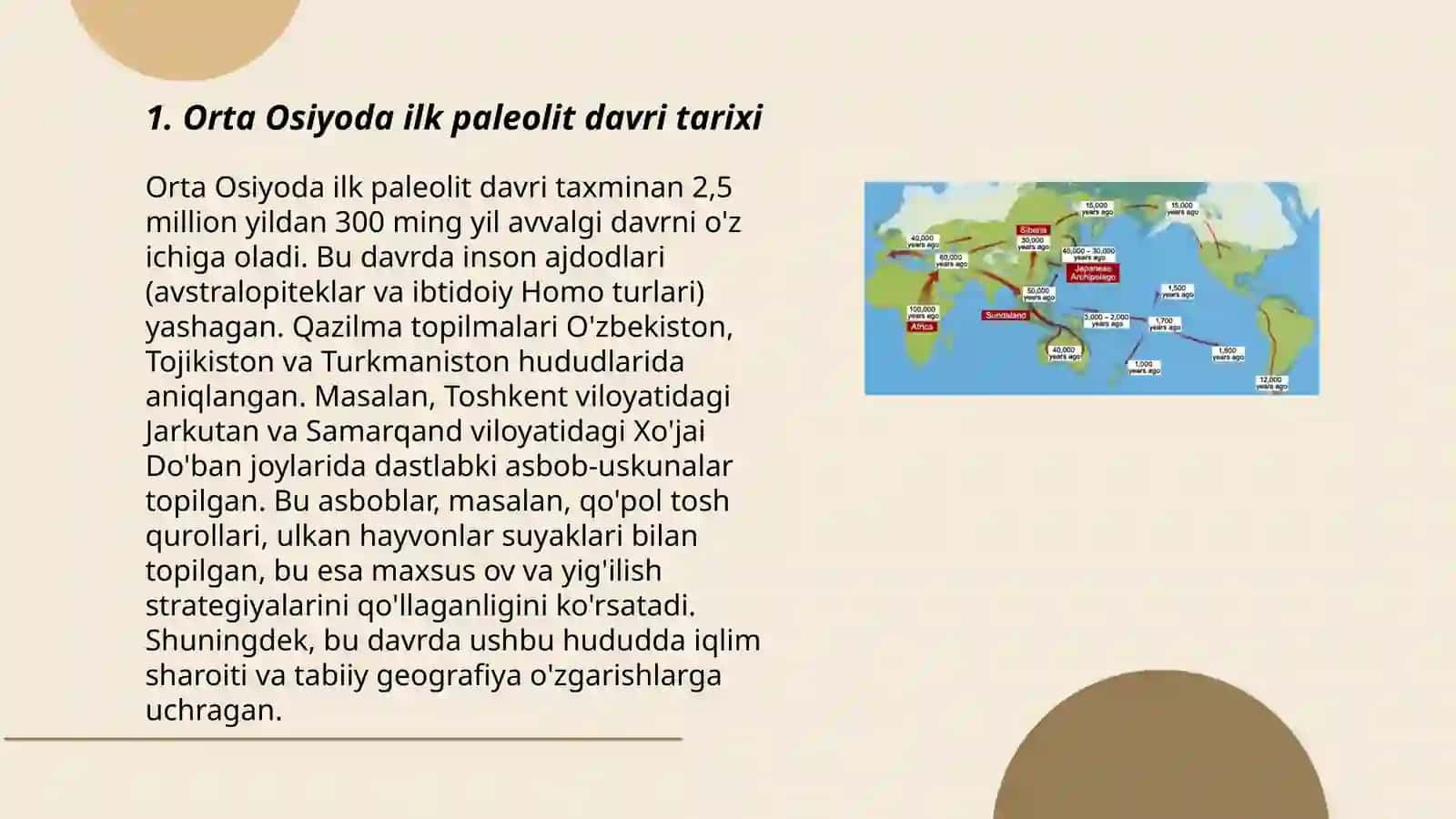 Orta Osiyoda ilk paleolit davri ibtidoiy manzilgohlari xaritasini tuzilishi 3