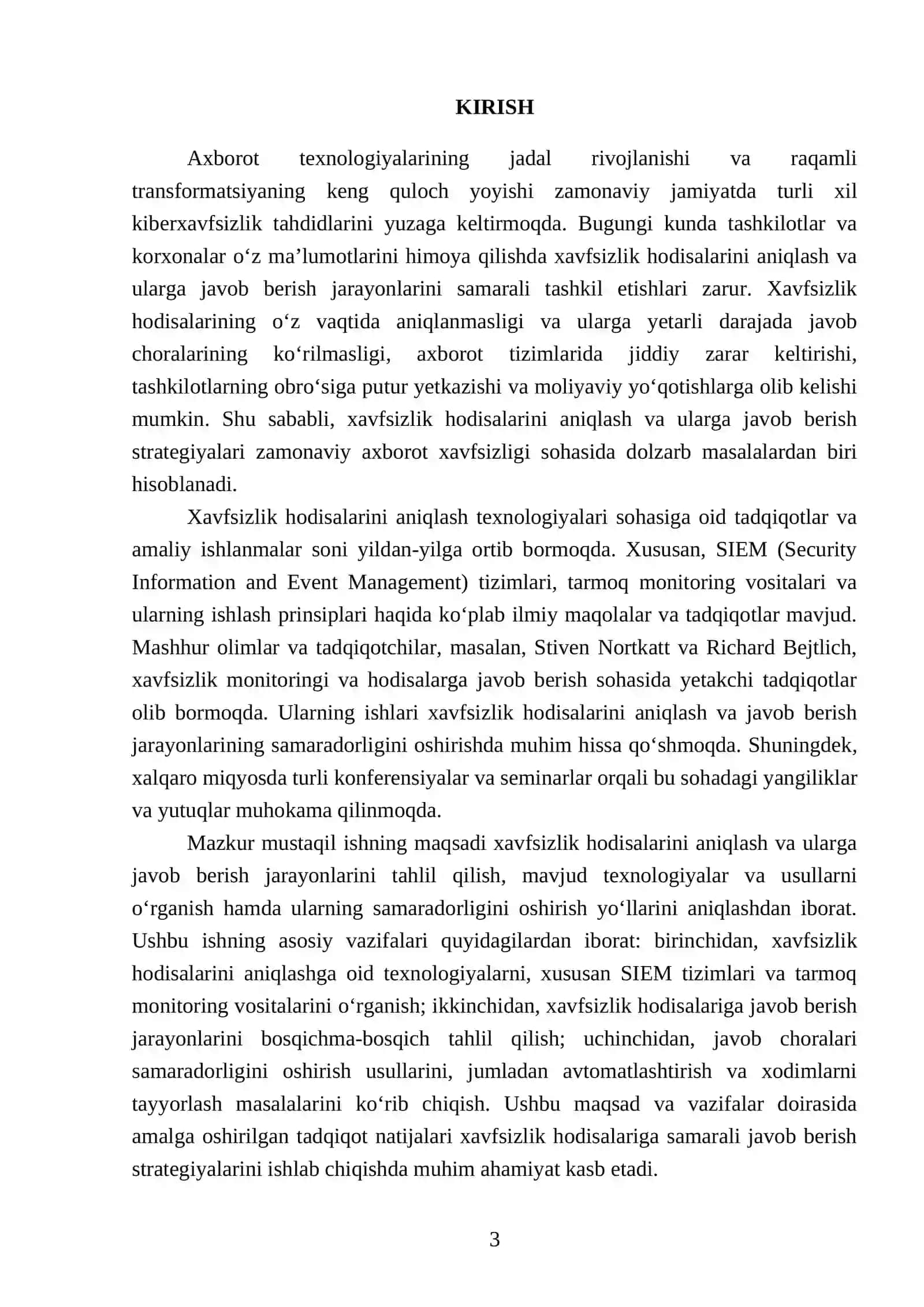 Xavfsizlik hodisalarini aniqlash va javob choralarini ko‘rish 3