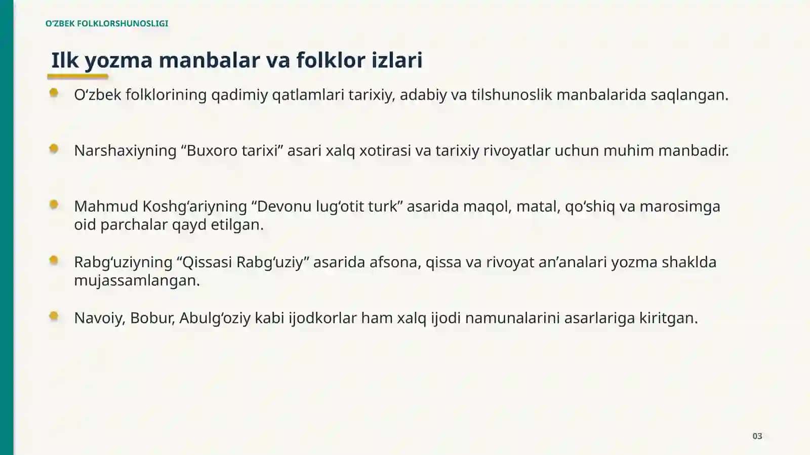 O'ZBEK FOLKLORSHUNOSLIGI 3