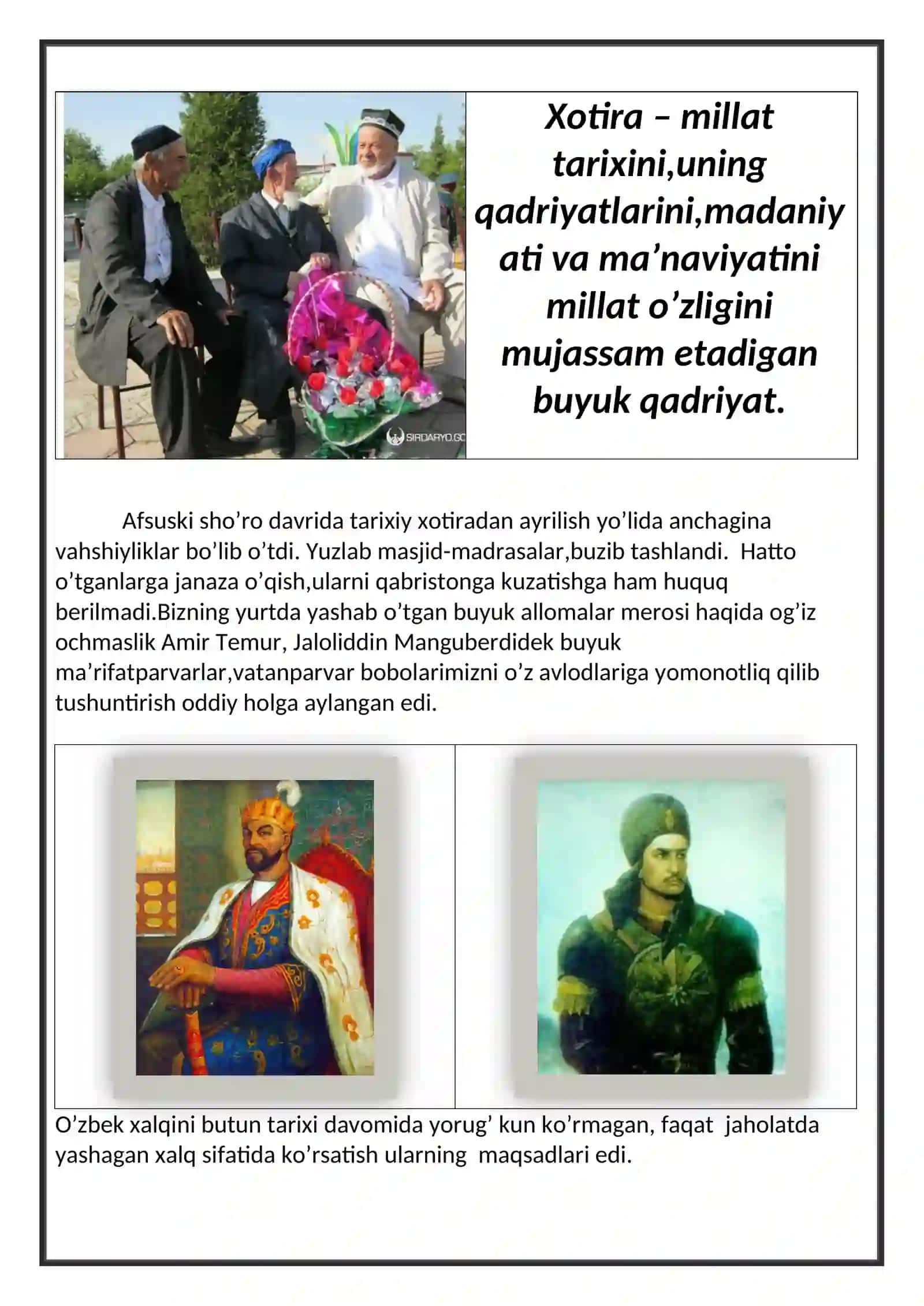 9- may XOTIRA - va QADRLASH kuni munosabati bilan o`tkazgan tadbir stenariysi 3