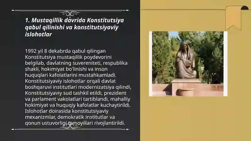 Mustaqillik yillarida mamlakat boshqaruvi sistemasida amalga oshirilgan reformalar 3