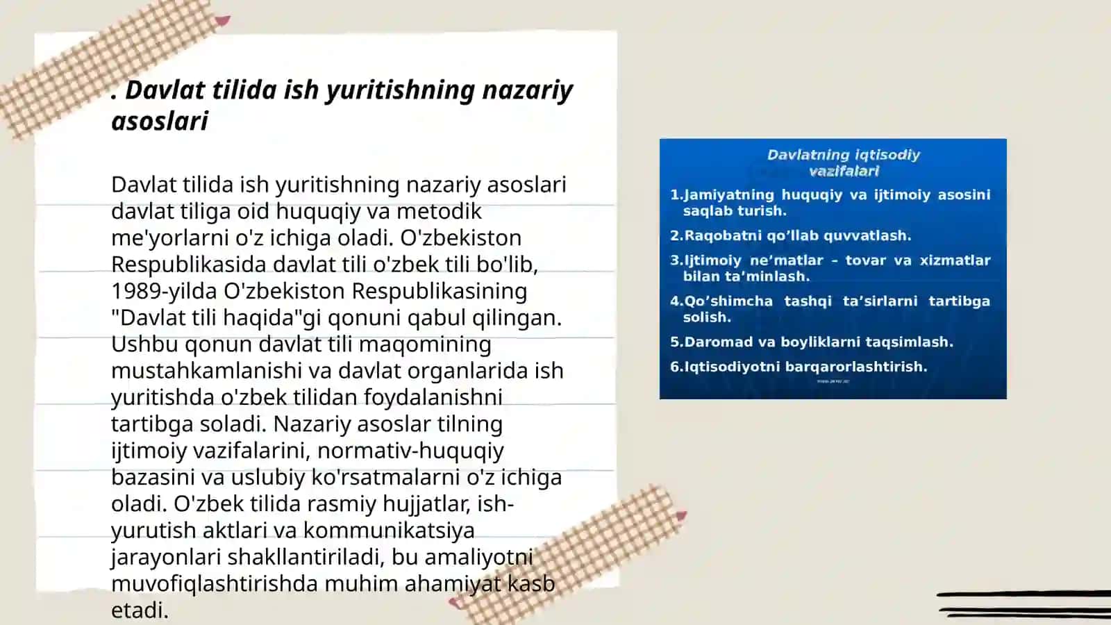 Davlat tilida ish yuritish fanining maqsadi va vazifalari 3