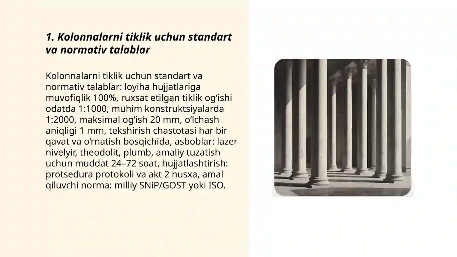 Kolonnalarni tikligini ijroyaviy planga olish 3