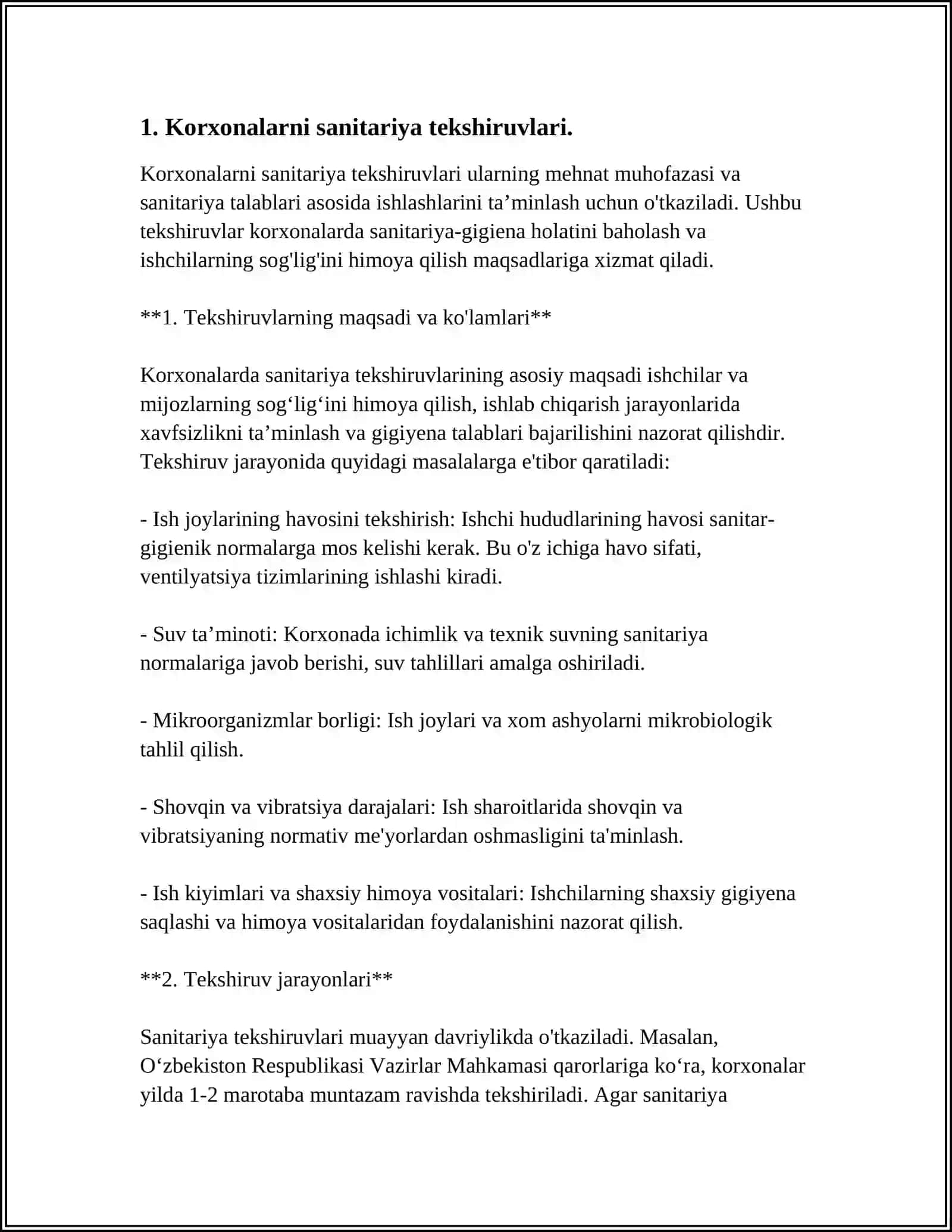KORXONALARNI SANITARIYA JIHATDAN SINFLANISHI 3