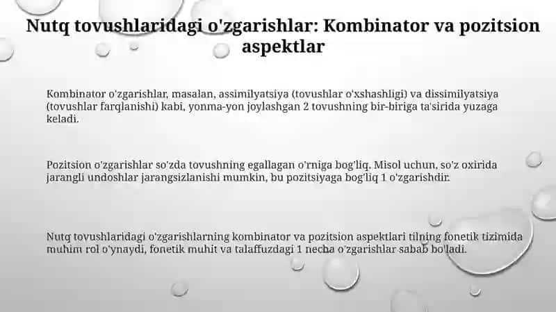 Nutqtovushlarining o'zgarishlari. Kombinator va pozitsion o'zgarishlari 3