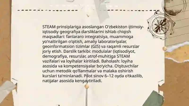 Oʻzbekiston Ijtimoiy Iqtisodiy geografiyasini oʻqitishda STEAM taʼlimi tizimlaridan foydalanish 3