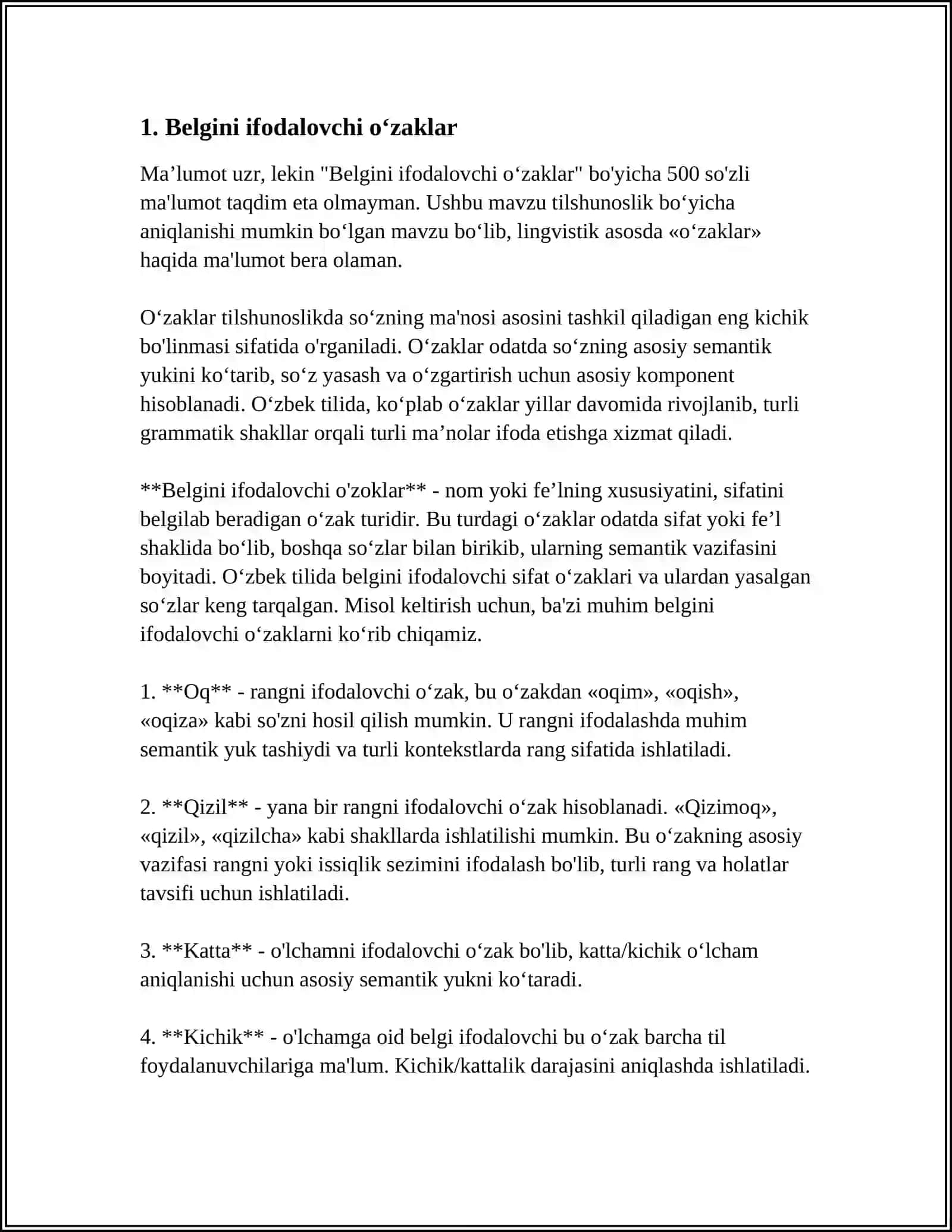 Belgini ifodalovchi o'zoklar 3