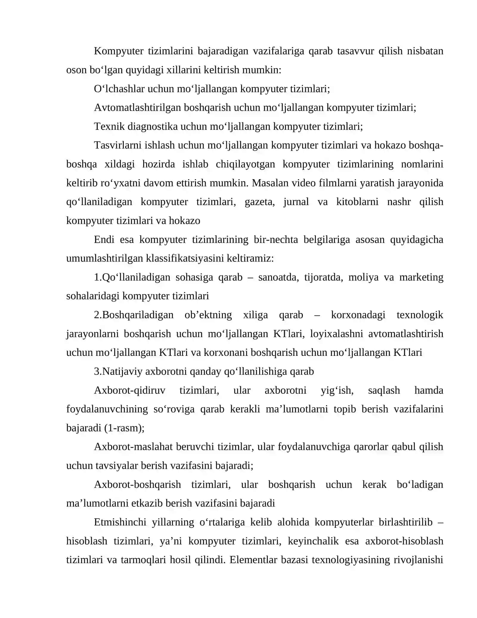 Kompyuter tizimlari. Rivojlanish bosqichlari va klassifikatsiyasi 3