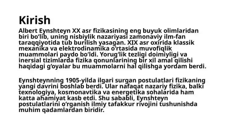 Eynshteyn postulatlari 3