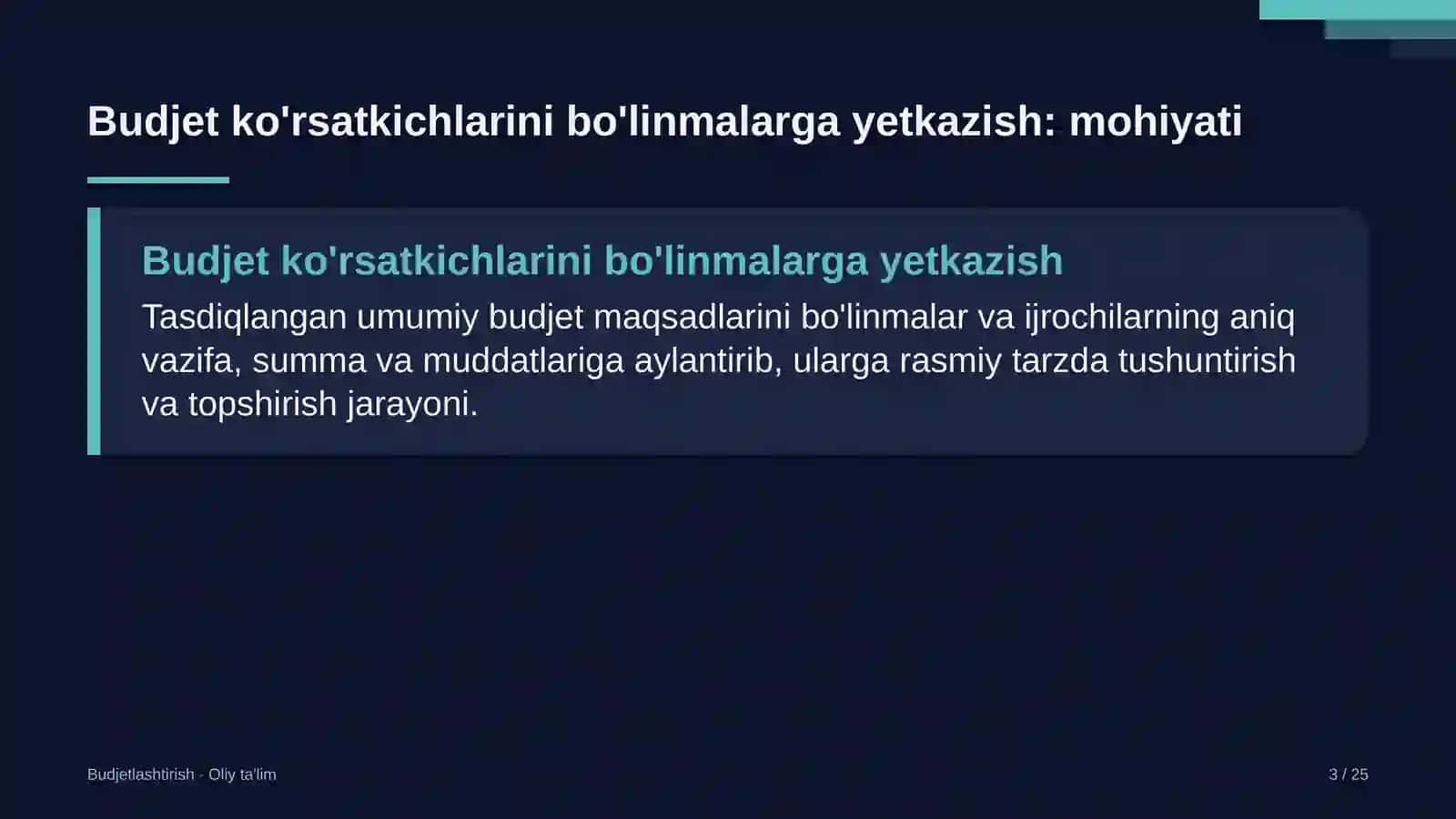 Brokerlik kompaniyalarida budjet ko'rsatkichlarini bo'linmalarga yetkazish 3