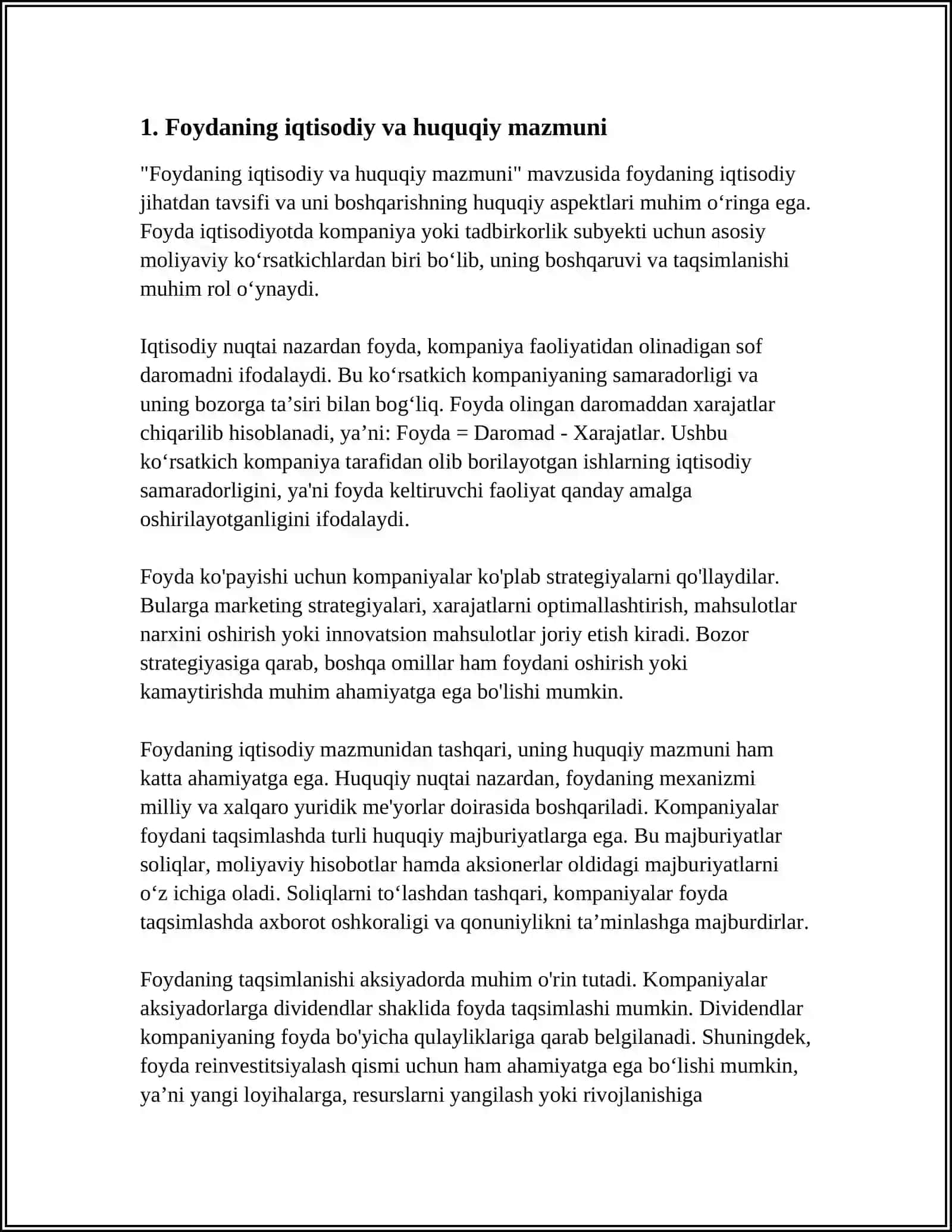 FOYDANI MAZMUNI VA TAQSIMLANISHI 3