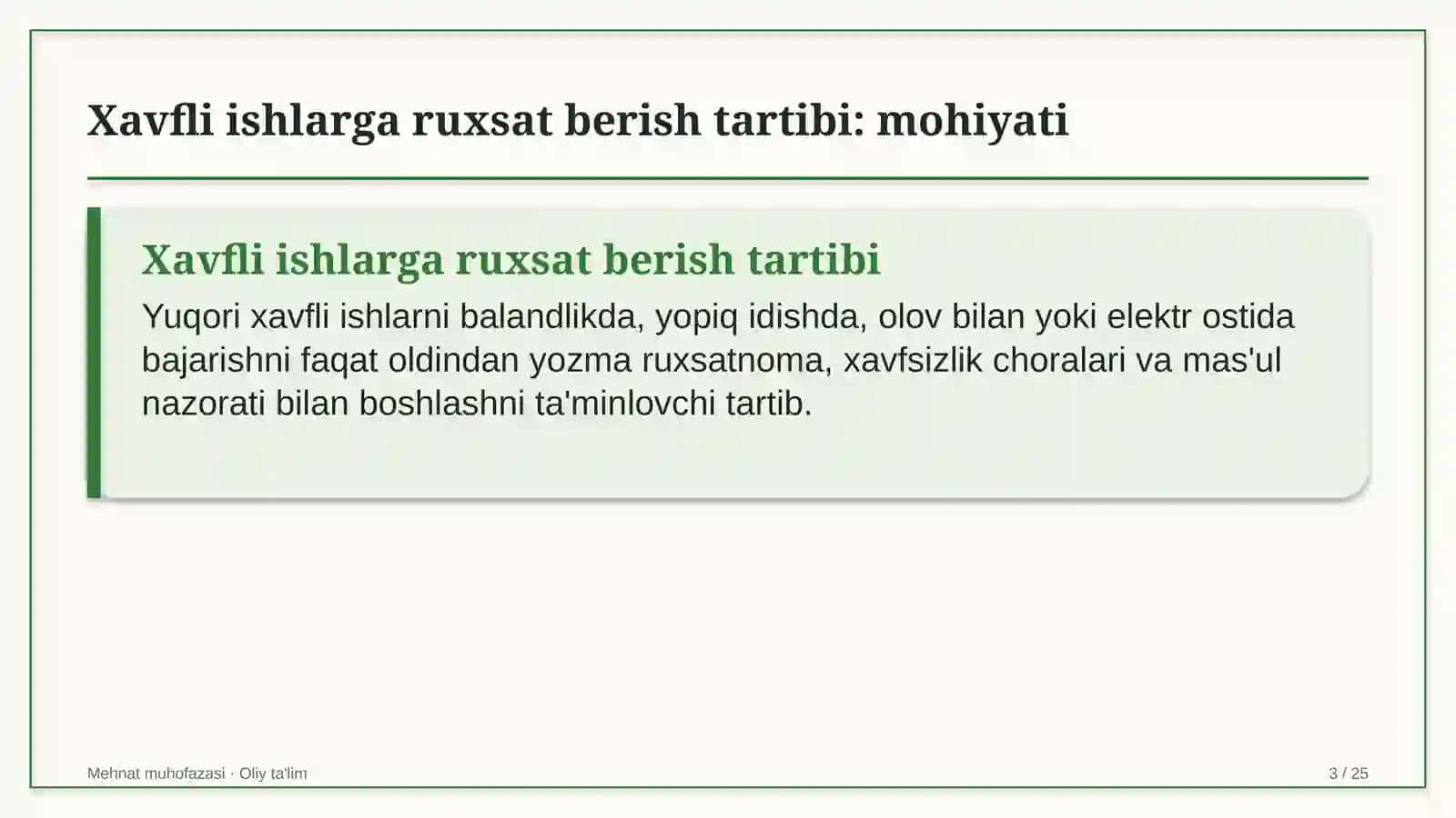 ekologik ta'limda xavfli ishlarga ruxsat berish tartibi 7778 3