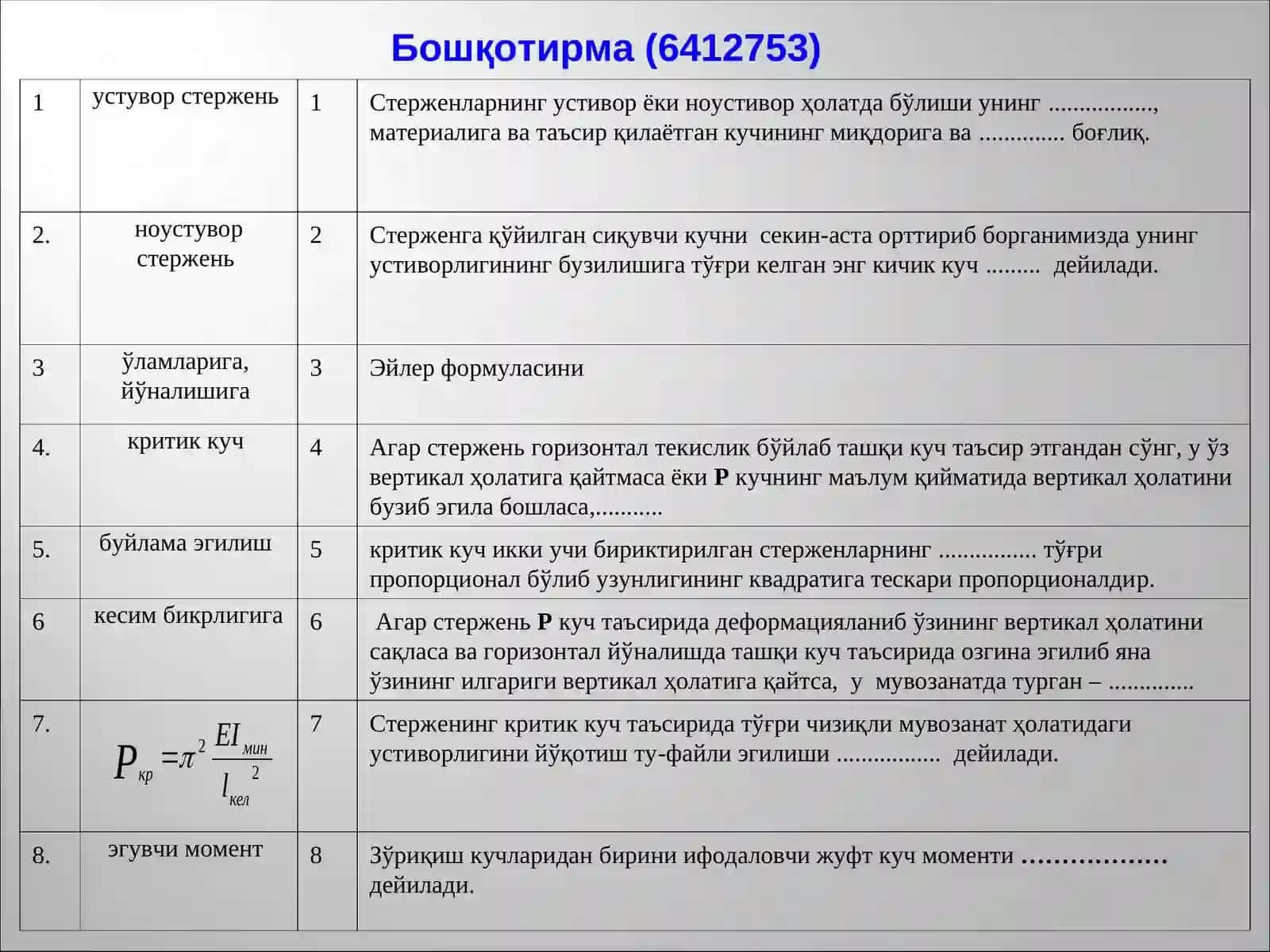 Доиравий кесим юзали стерженга эгилиш билан буралишнинг бир вақтдаги таъсири 3