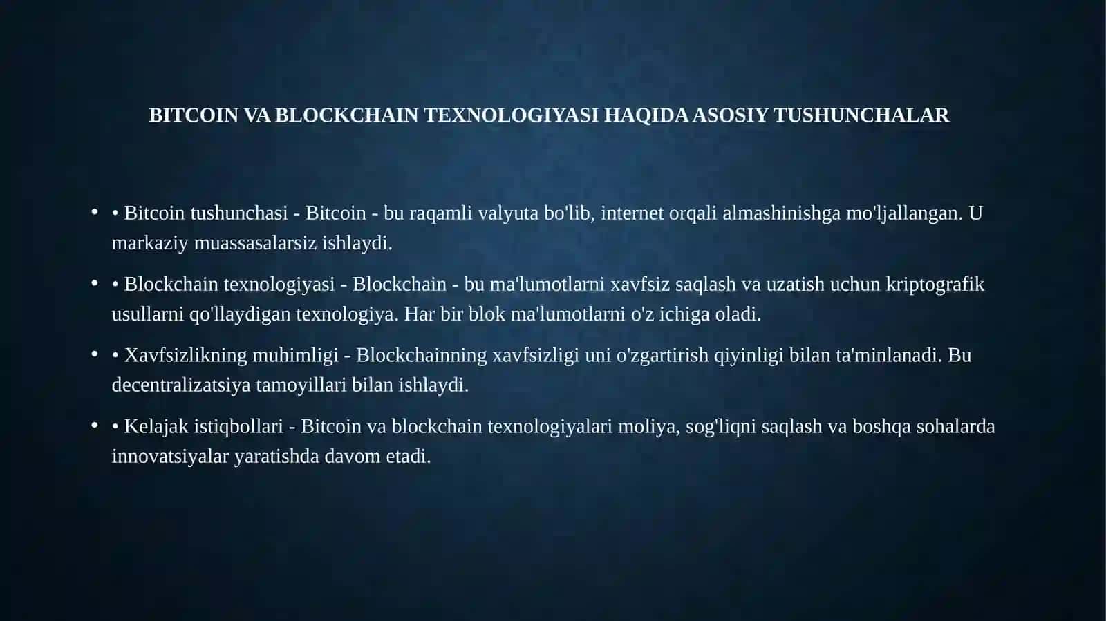 Bitcoin va Blockchain texnologiyasi bo'yicha tushunchalar 3