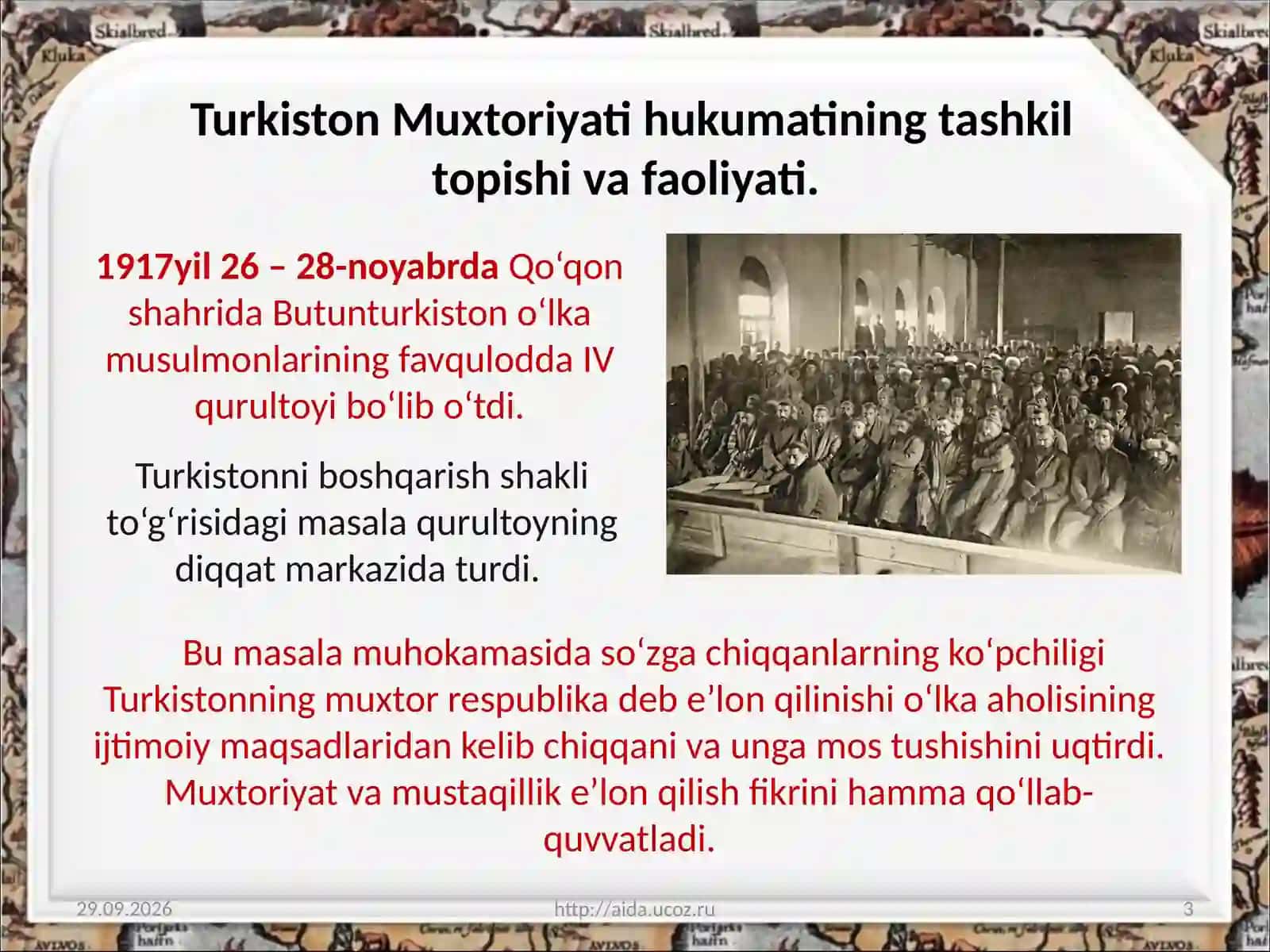 Turkiston Muxtoriyati – tubyerli xalqlar davlat chiligi tarixidagi boshqich 3