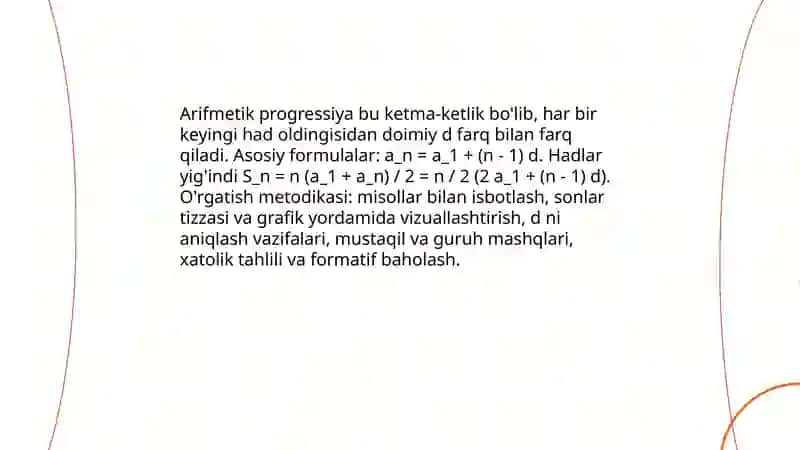 Arifmetik progressiya metodikasi 3
