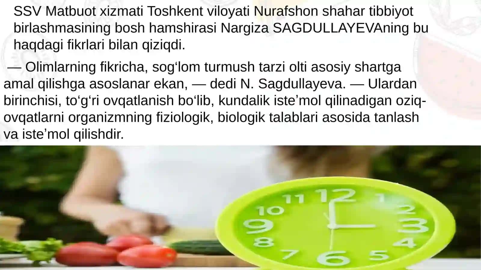 Soĝlom  turmush  tamoyillari  haqida  bilasizmi ? 3