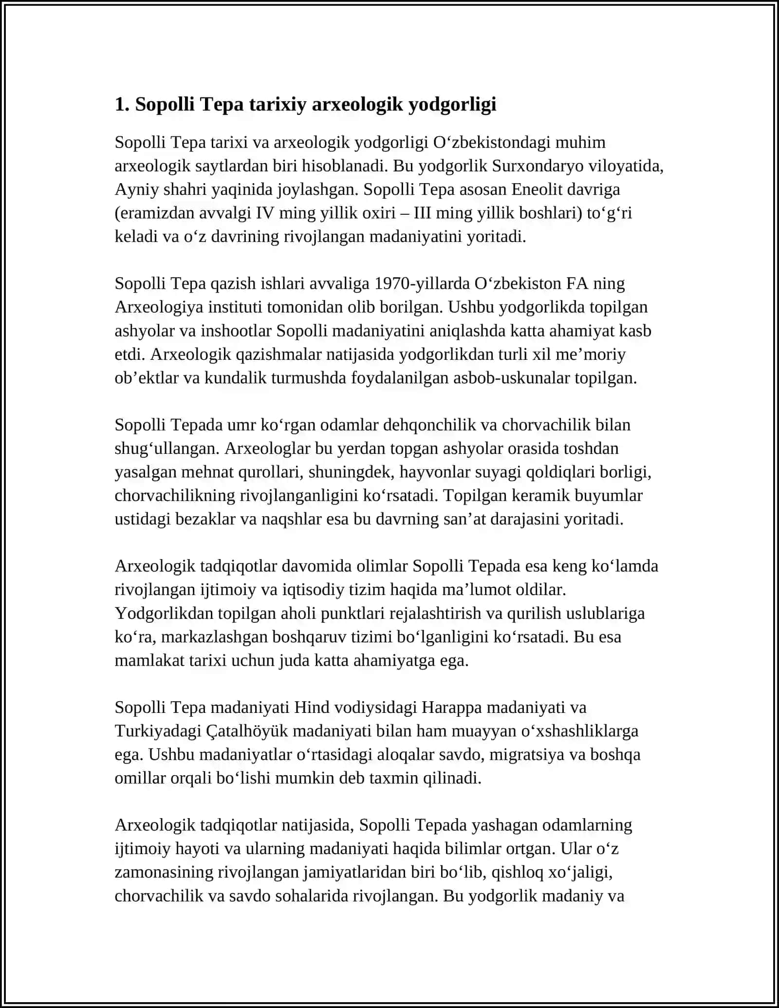 SOPOLLI TEPA YODGORLIGI 3