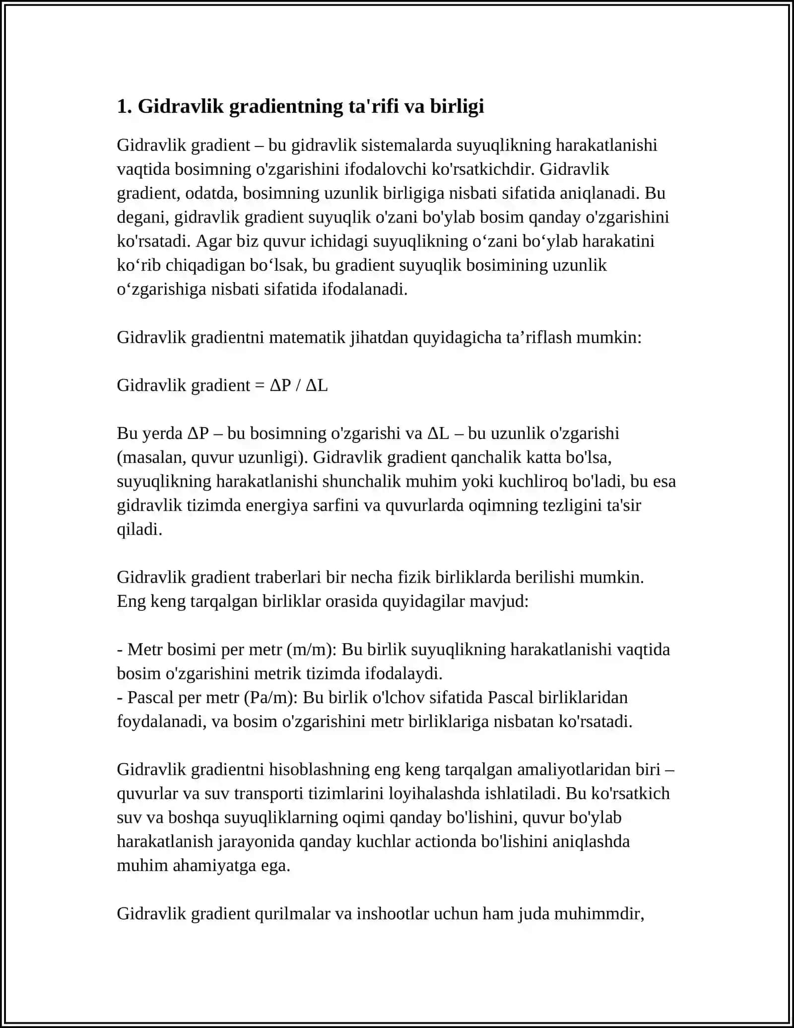 GIDRAVLIK GRADENT VA UNING AHAMYATI 3