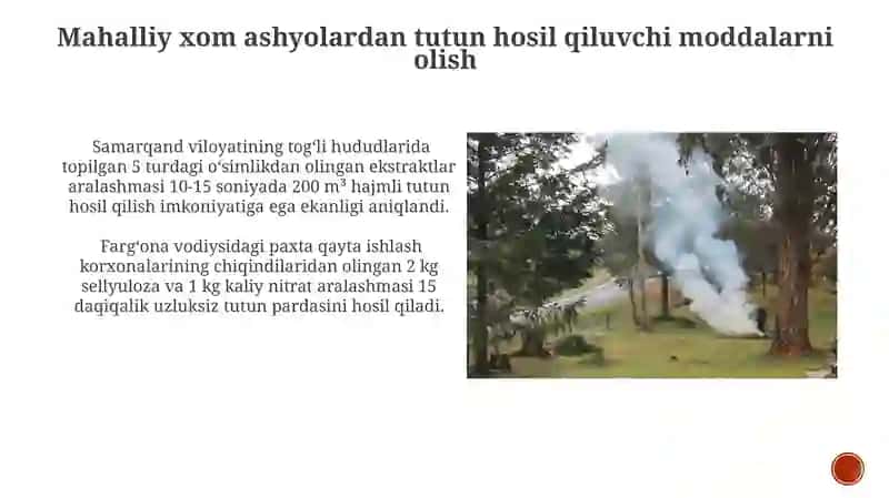 Mahalliy xom ashyolardan tutun hosil qiluvchi moddalarni olish 3