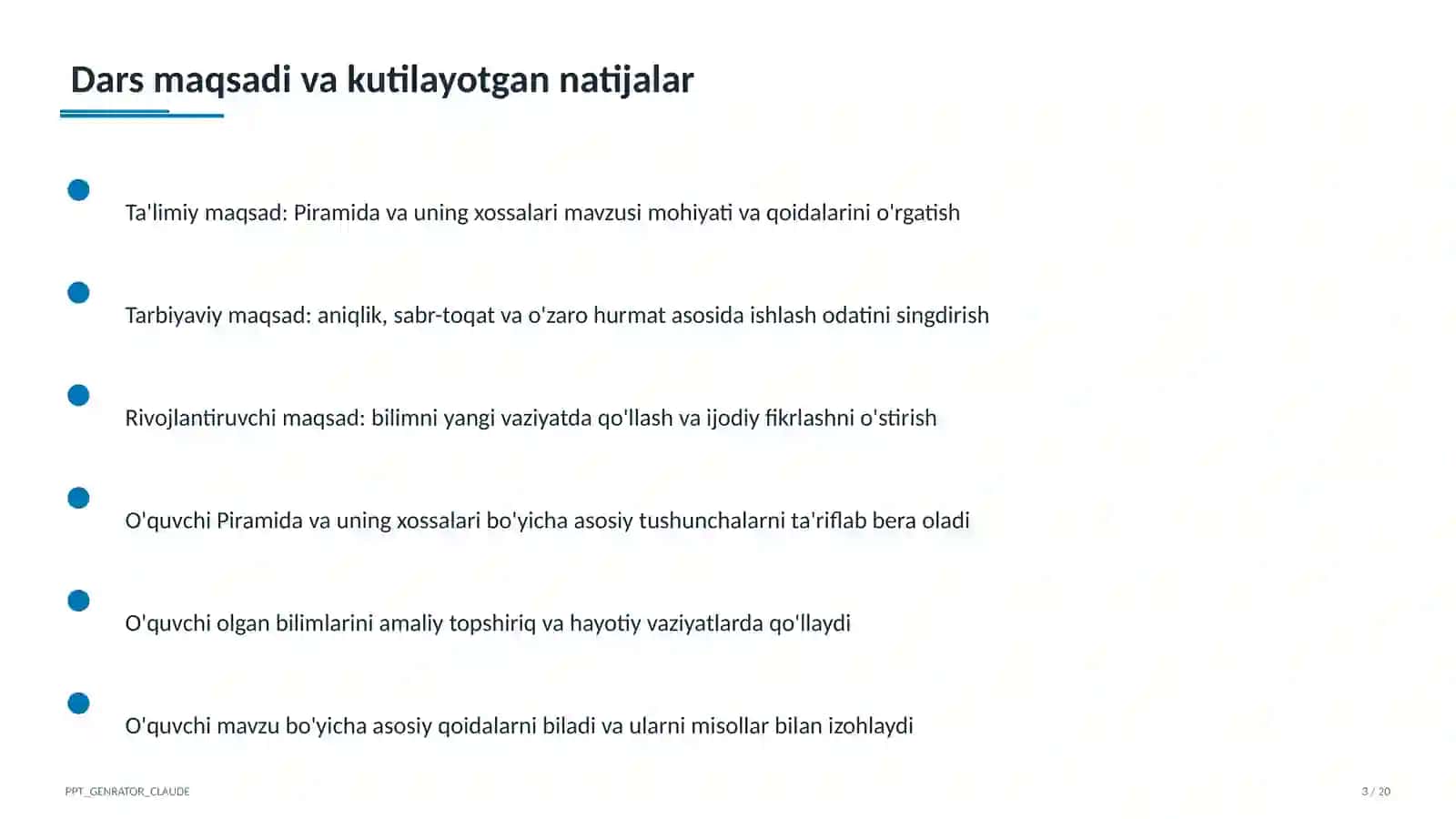 Piramida va uning xossalari (10-sinf) 3