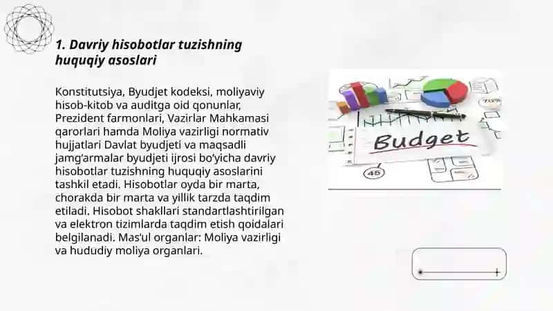Davlat byudjeti va davlat maqsadli jamg‘armalari byudjeti ijrosi bo‘yicha davriy hisobotlarni shakllantirish 3