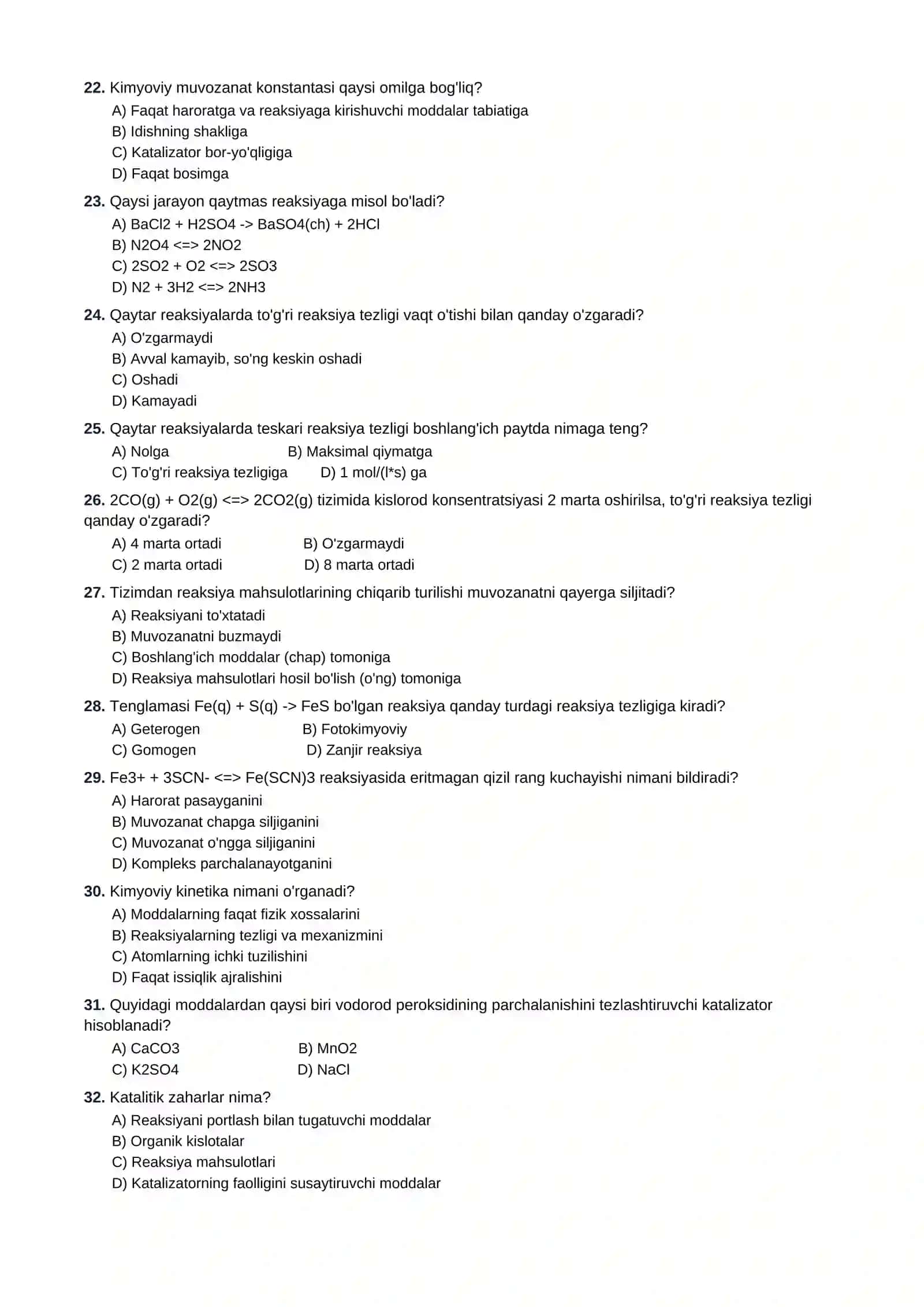 9-SINF KIMYO FANIDAN TESTLAR TO'PLAMI 3